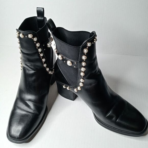 Zara black studded ankle boots size 41 - Picture 13 of 16